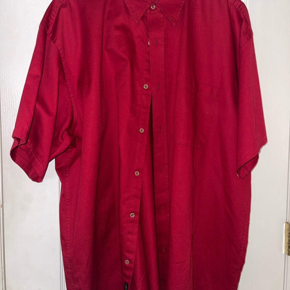 Men's Casual Button Down Shirt in Rich Red